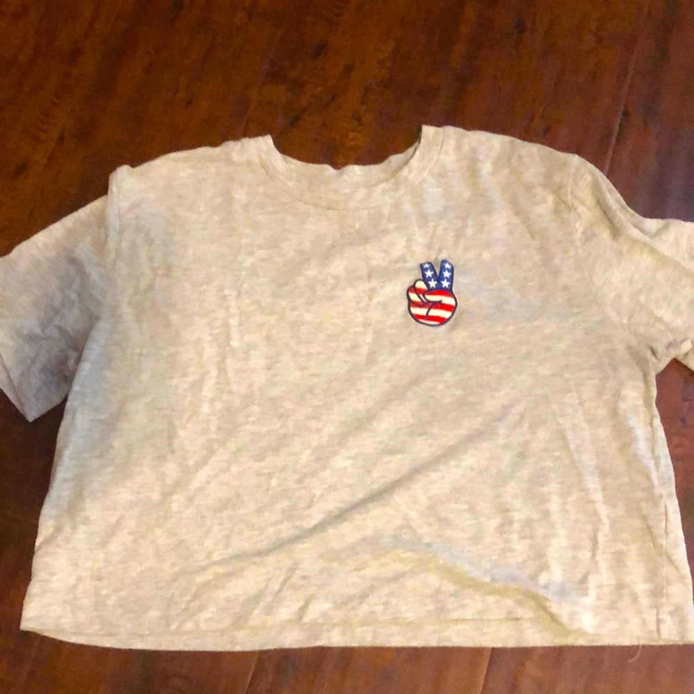 Medium sized,Aeropostale,gray crop top.